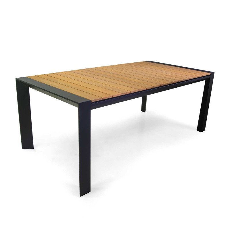Tavolo alluminio allungabile Saigon antracite top teak 200-320x100