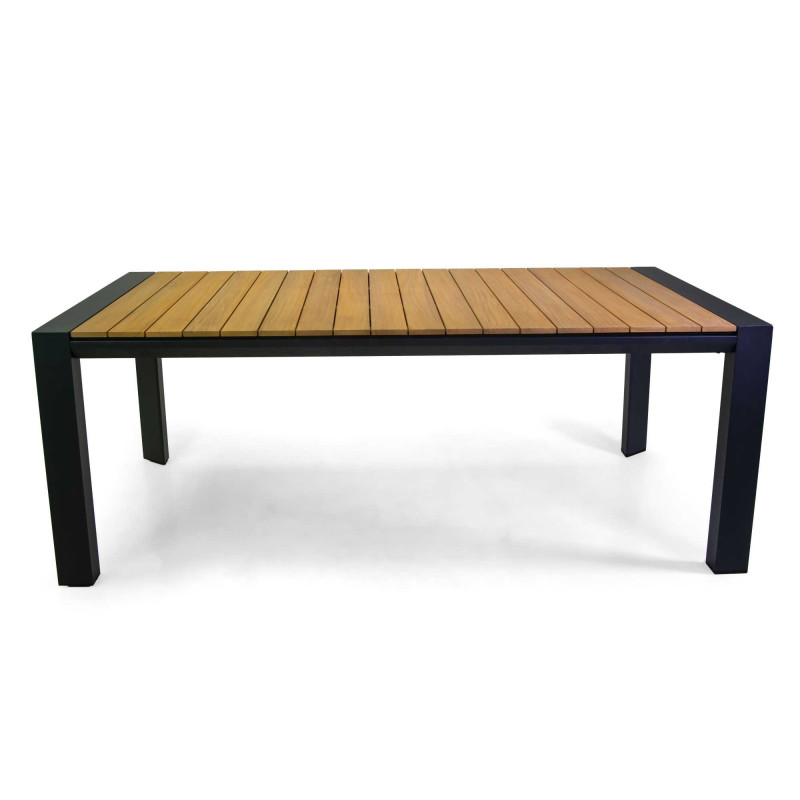 Tavolo alluminio allungabile Saigon antracite top teak 200-320x100