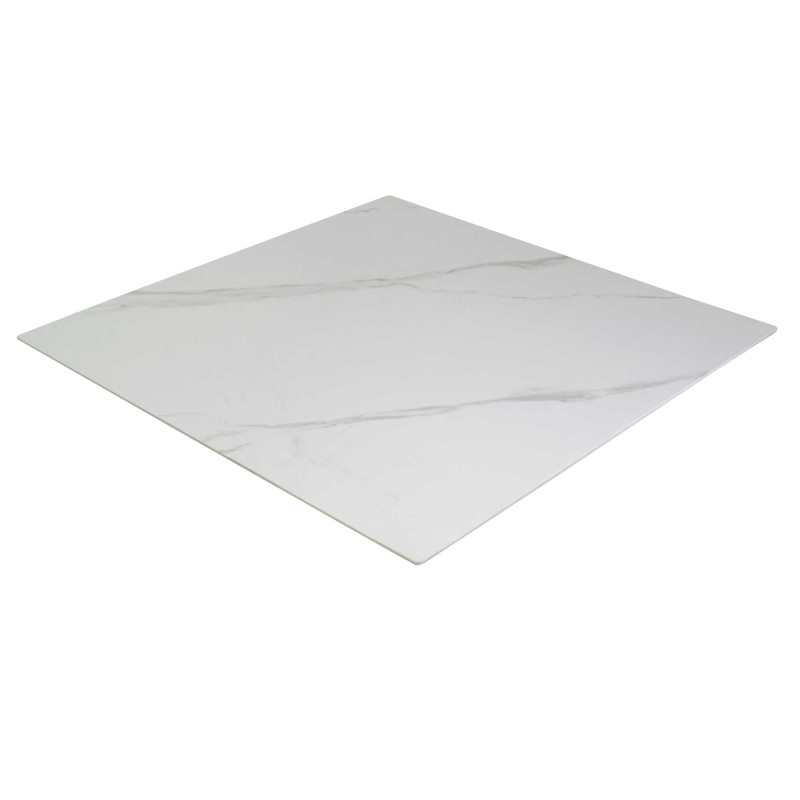 Top tavolo pietra sinterizzata bianco quadro 70x70 cm resistente
