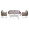 Salotto alluminio Anniston 3 posti bianco corda naturale elegante