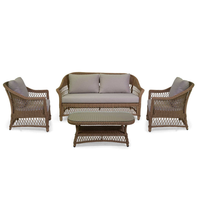 Salotto alluminio polyrattan Murrieta 2 posti naturale elegante