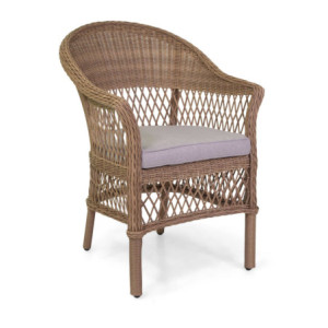 Poltrona alluminio polyrattan Murrieta naturale con cuscino