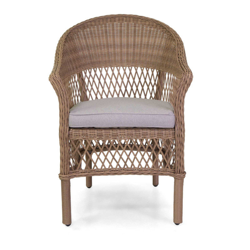 Poltrona alluminio polyrattan Murrieta naturale con cuscino