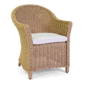 Poltrona polyrattan Oakland naturale con cuscino 63x69x82 cm