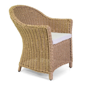 Zoom Poltrona polyrattan Oakland naturale con cuscino cm 63x69h82