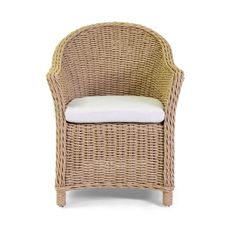 Poltrona polyrattan Oakland naturale con cuscino 63x69x82 cm