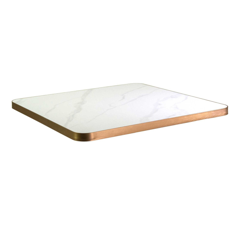 Top tavolo pietra sinterizzata marmo bianco oro 80x80 elegante