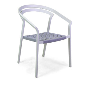 Poltrona alluminio Aledo bianco corda grigio chiaro 57x58,5xH85
