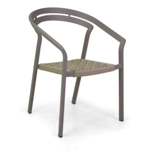 Poltrona alluminio Aledo tortora corda beige 57x58,5xH85 cm