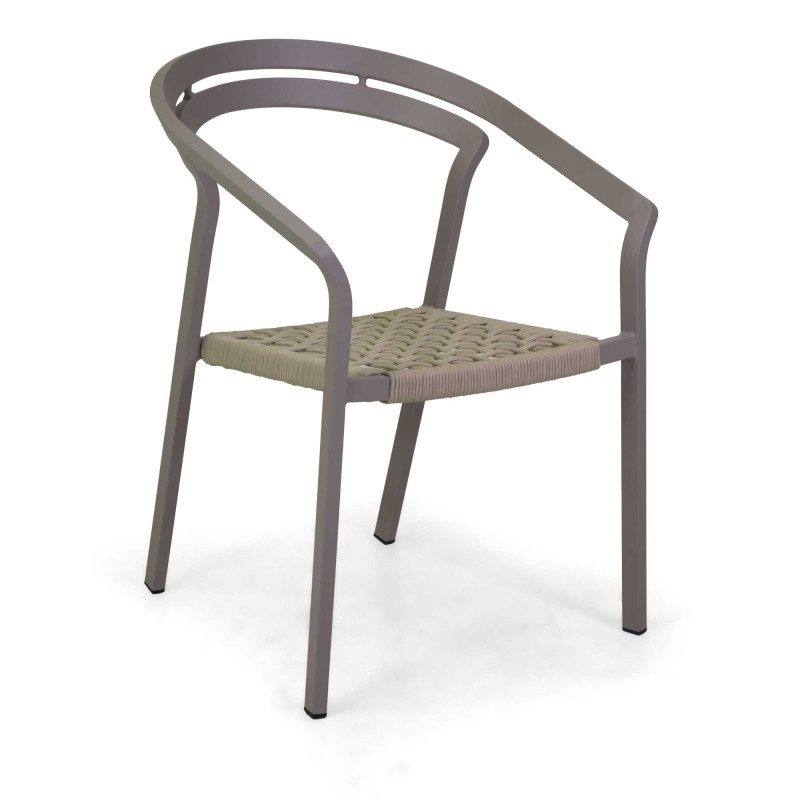 Poltrona alluminio Aledo tortora corda beige 57x58,5xH85 cm