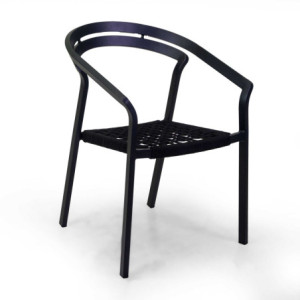 Poltrona alluminio Aledo antracite corda nera 57x58,5xH85 cm