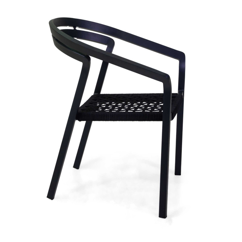 Poltrona alluminio Aledo antracite corda nera 57x58,5xH85 cm