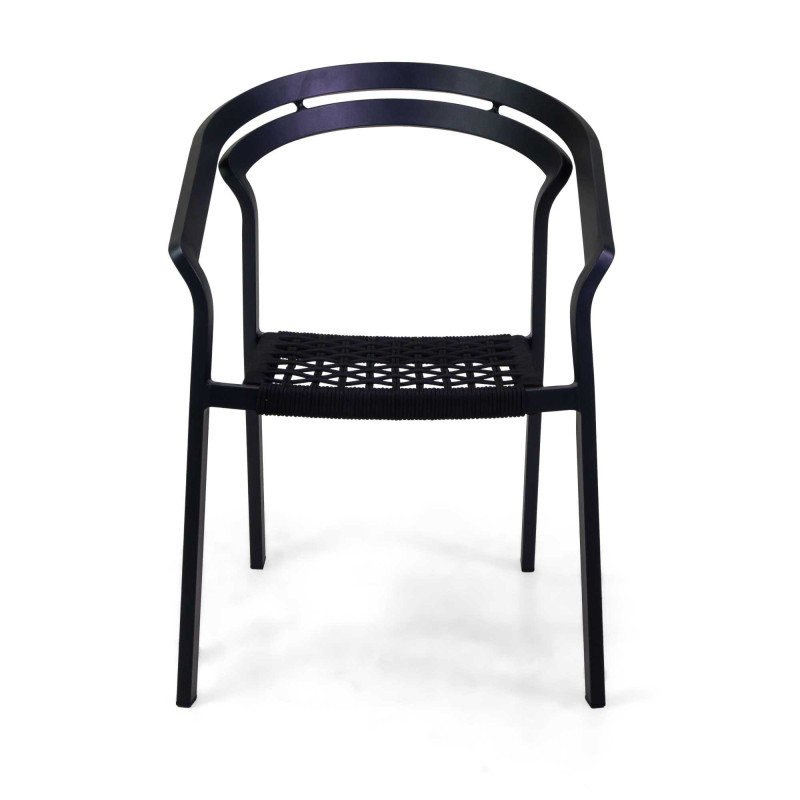 Poltrona alluminio Aledo antracite corda nera 57x58,5xH85 cm
