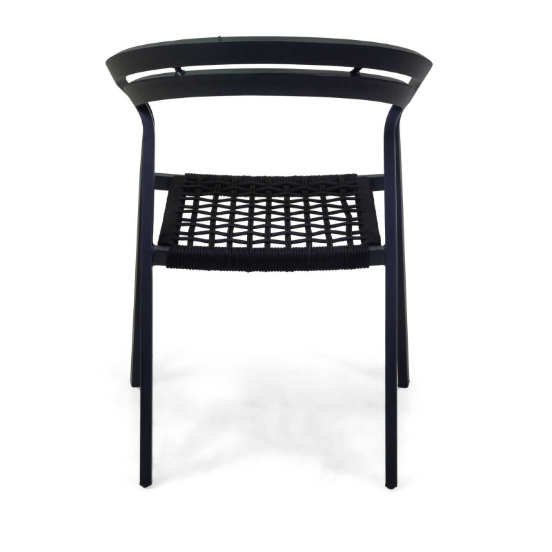 Poltrona alluminio Aledo antracite corda nera 57x58,5xH85 cm
