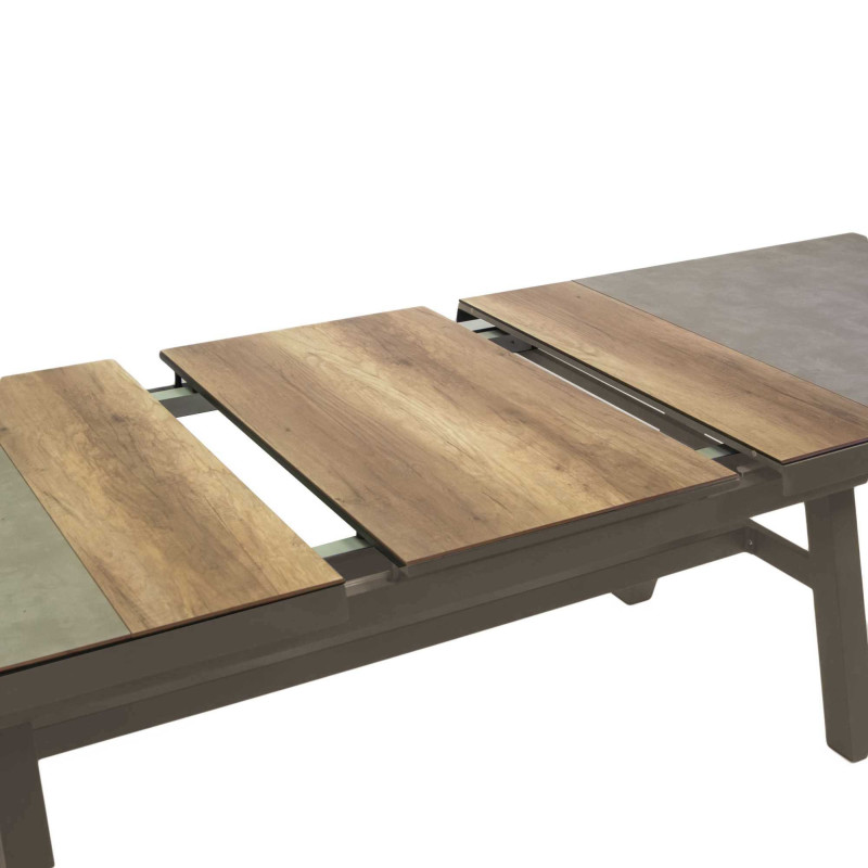 Tavolo alluminio Riverside allungabile tortora HPL 243-303x102