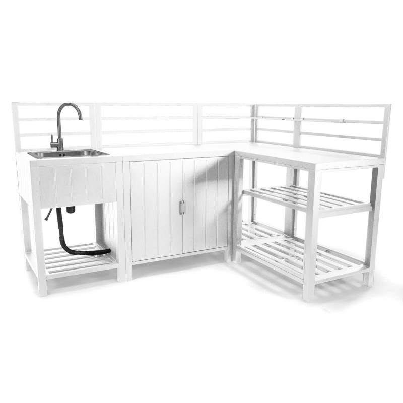Cucina Outdoor Weston Bianco Angolare 4 Moduli | Levante Shop