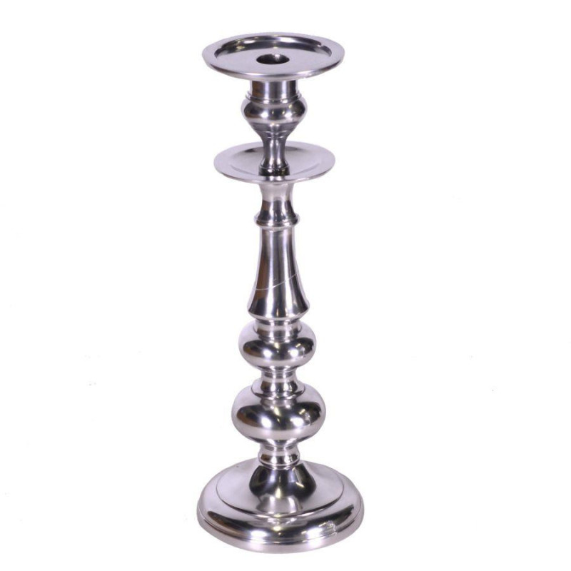 Portacandele alluminio argento Ø13x37 cm elegante e moderno