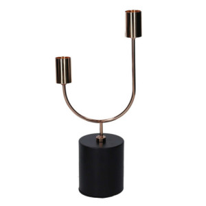Portacandele metallo 2 posti oro 13x8x28 cm elegante e raffinato