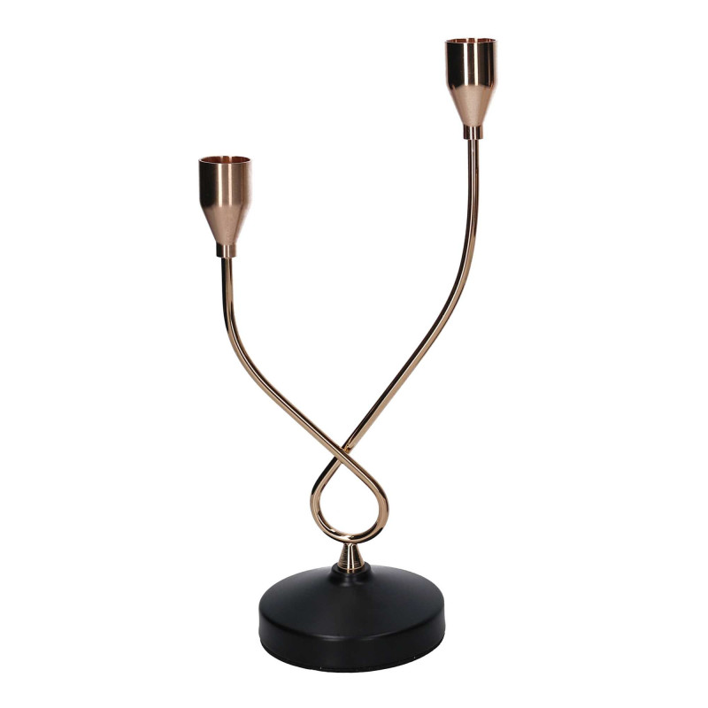Portacandele metallo 2 posti oro 14x8x30 cm elegante e moderno