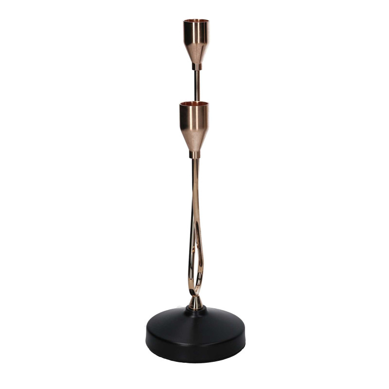 Portacandele metallo 2 posti oro 14x8x30 cm elegante e moderno