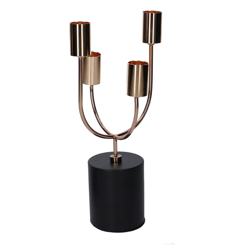 Portacandele metallo 4 posti oro 12x12x26 cm elegante e moderno