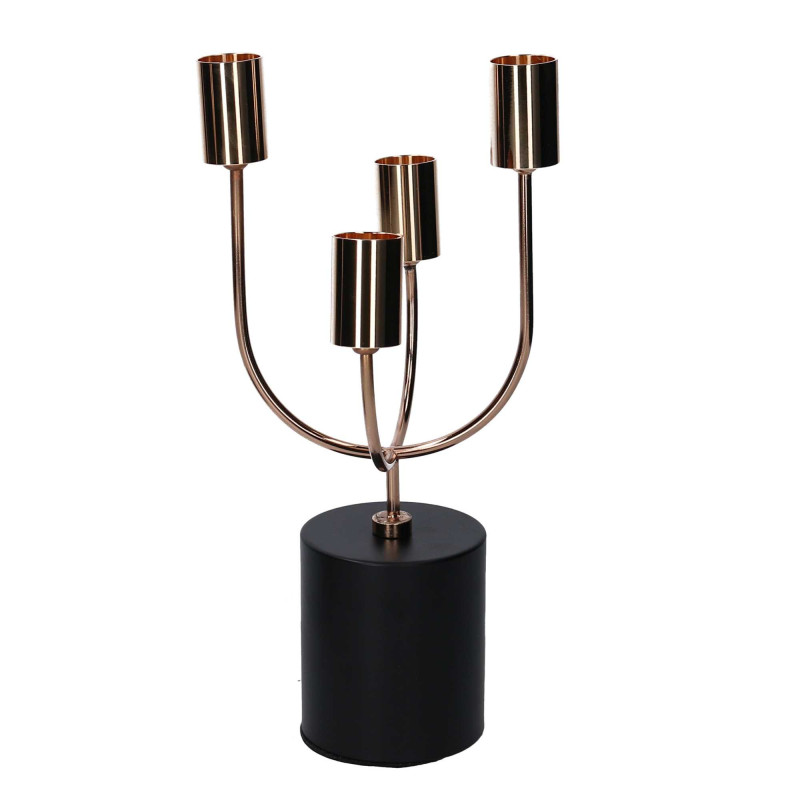 Portacandele metallo 4 posti oro 12x12x26 cm elegante e moderno
