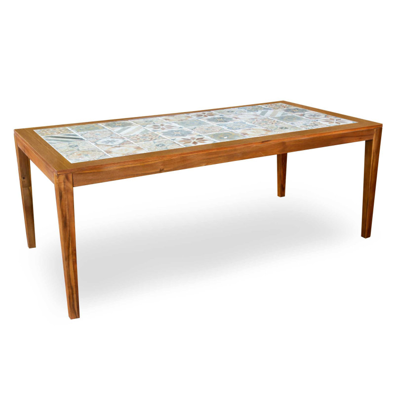 Tavolo legno con mosaico Miramar rettangolare 201x100h75