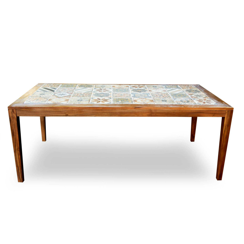Tavolo legno con mosaico Miramar rettangolare 201x100h75