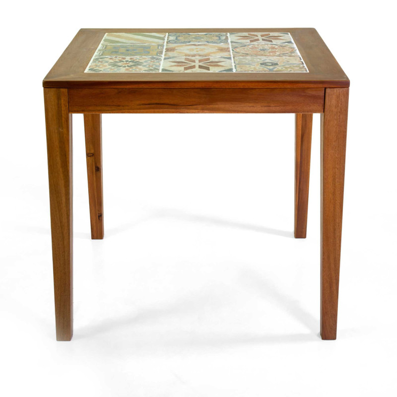 Tavolo legno mosaico Miramar quadro 80x80x75 cm giardino elegante