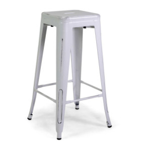 Sgabello ferro New Bristol bianco antico 42x42xH76 cm