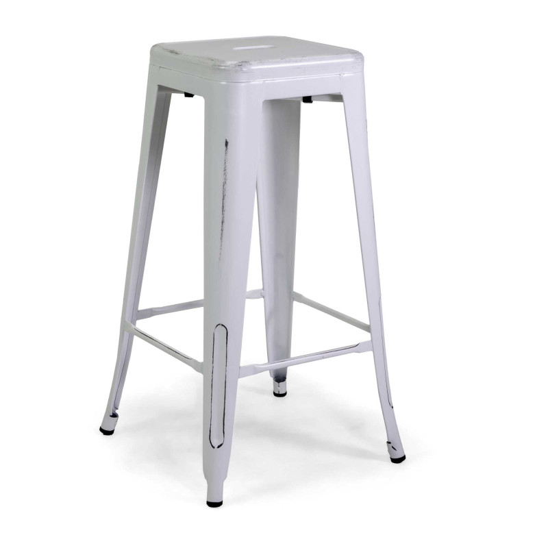 Sgabello ferro New Bristol bianco antico 42x42xH76 cm