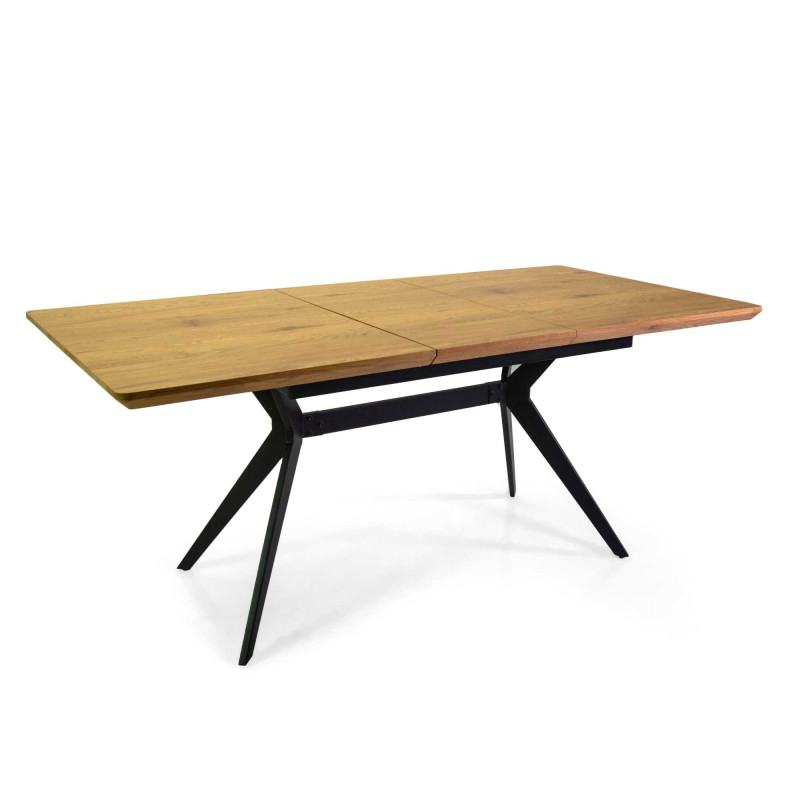 Tavolo metallo allungabile top legno 140-180x90x76 cm moderno