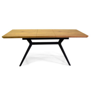 Zoom Tavolo metallo allungabile con toptavolo legno naturale cm 140/180x90h76