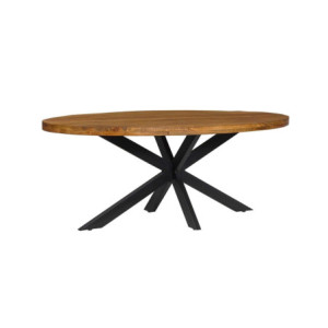 Tavolo metallo Varanasi top legno naturale ovale 200x100 cm casa
