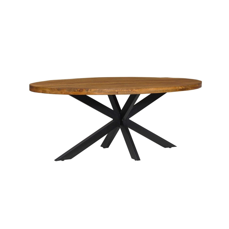 Tavolo metallo Varanasi top legno naturale ovale 200x100 cm casa