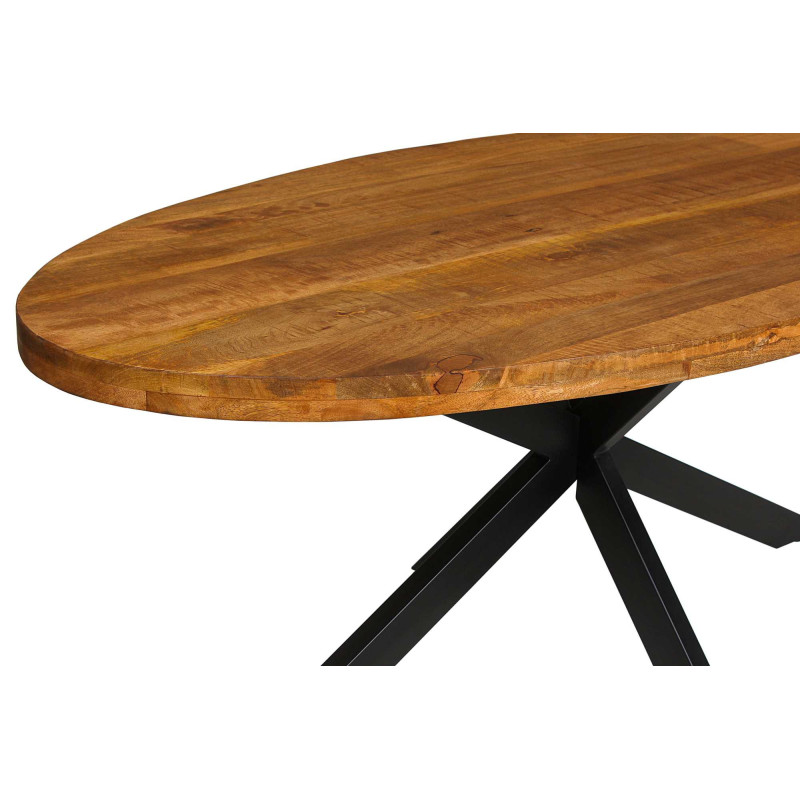 Tavolo metallo Varanasi top legno naturale ovale 200x100 cm casa