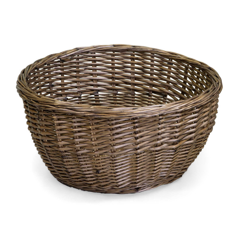 Tavolino rattan contenitore naturale tondo Ø66x32 pratico e chic