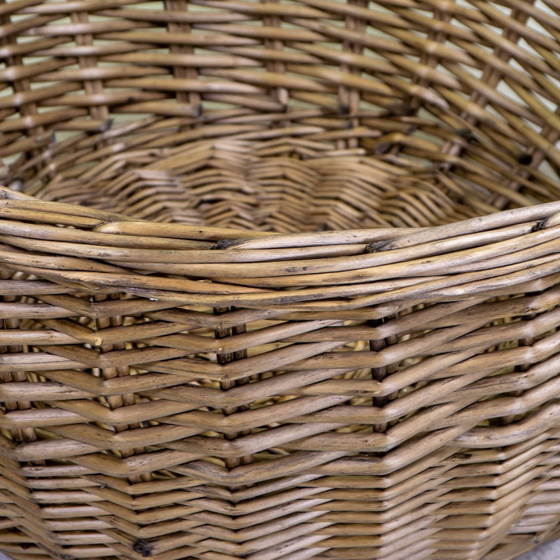 Tavolino rattan contenitore naturale tondo Ø66x32 pratico e chic