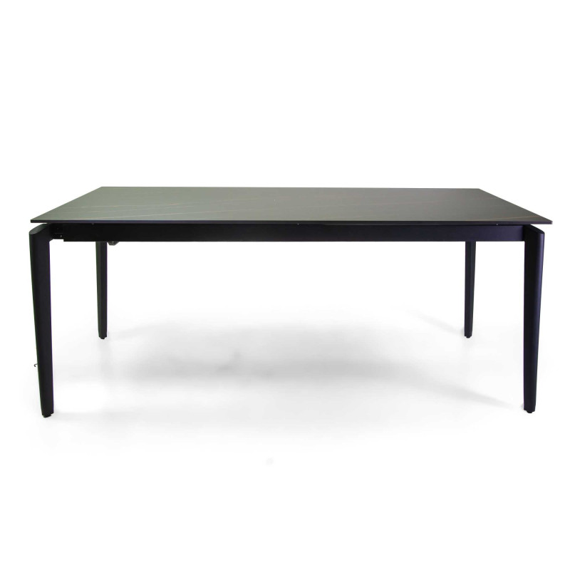 Tavolo metallo allungabile Rogers top pietra 160-220x90x75 cm