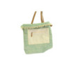 Borsa tessuto verde azzurro manici noce 48x50-70 cm elegante