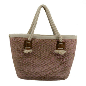 Borsa paglia Africa rosa sfumato 30x15x20 cm elegante