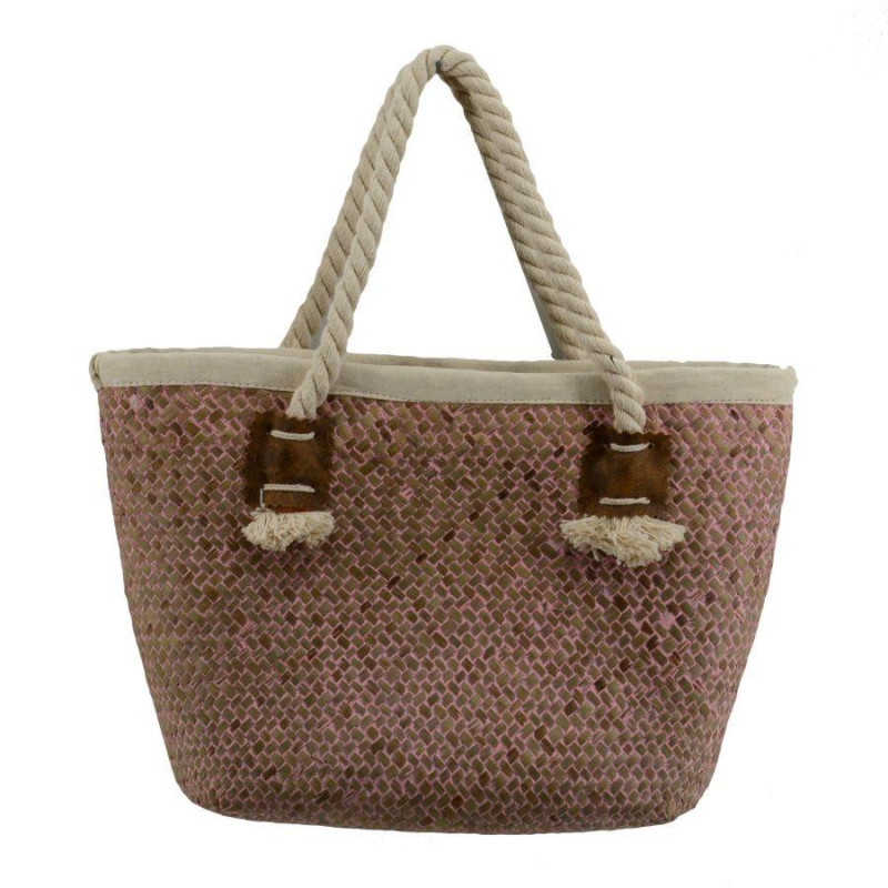 Borsa paglia Africa rosa sfumato 30x15x20 cm elegante