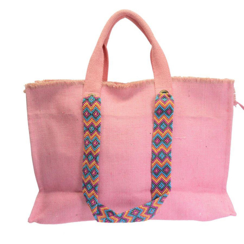 Borsa juta rosa elegante e capiente per l’estate