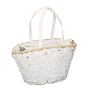 Borsa paglia con paillettes bianco di "Vacchetti"