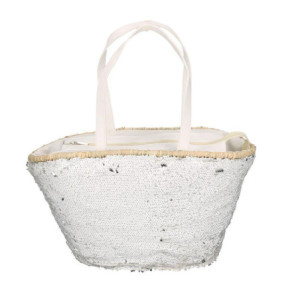 Zoom Borsa paglia con paillettes bianco cm 47x18h23