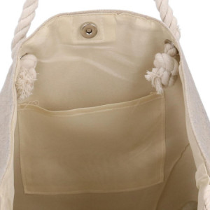 Zoom Borsa tessuto con pompon blu cm 52x13h38