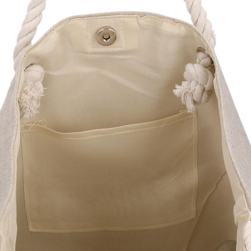 Borsa tessuto con pompon blu 52x13x38 cm capiente e trendy