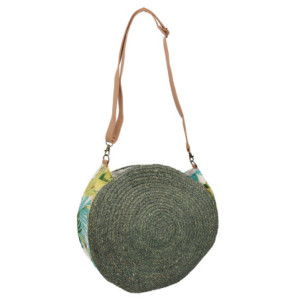 Borsa tessuto verde tondo Ø37x12h37 cm trendy e capiente