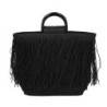 Borsa nera con frange 37x13x24 cm elegante e capiente