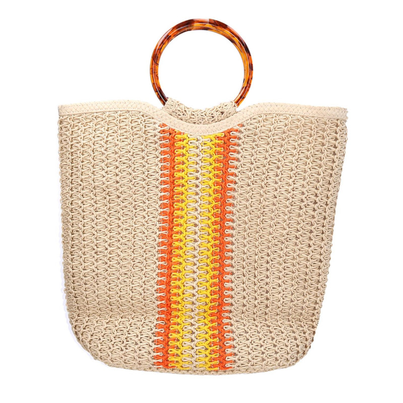 Borsa crema e giallo 38x15x33 cm capiente e alla moda